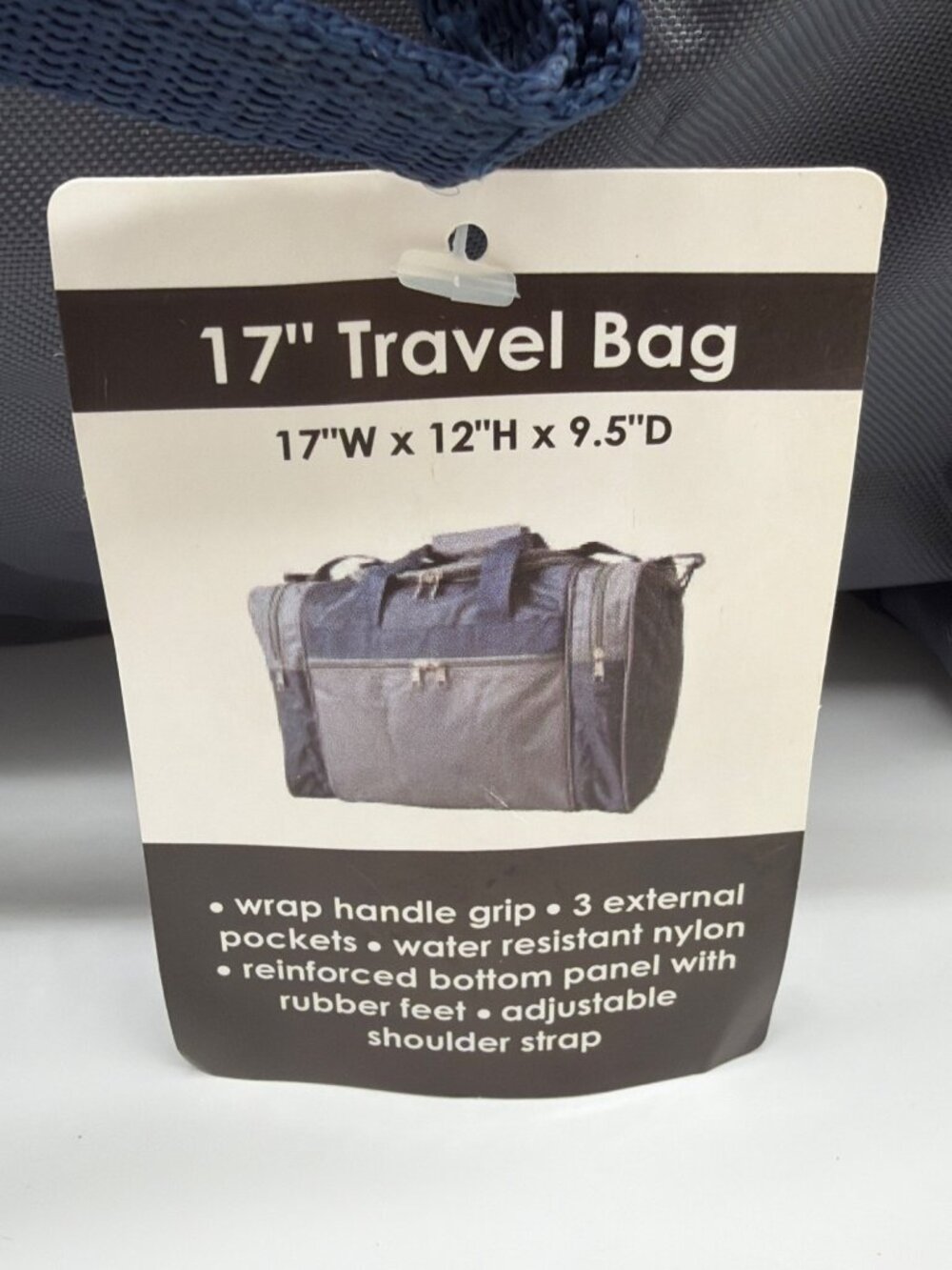 17" Blue Travel Bag With External Pockets Adjustable Strap & Reinforced Bottom - Picture 2 of 9